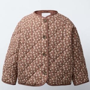 Zara Floral Quilted Jacket Size 5 Nwt